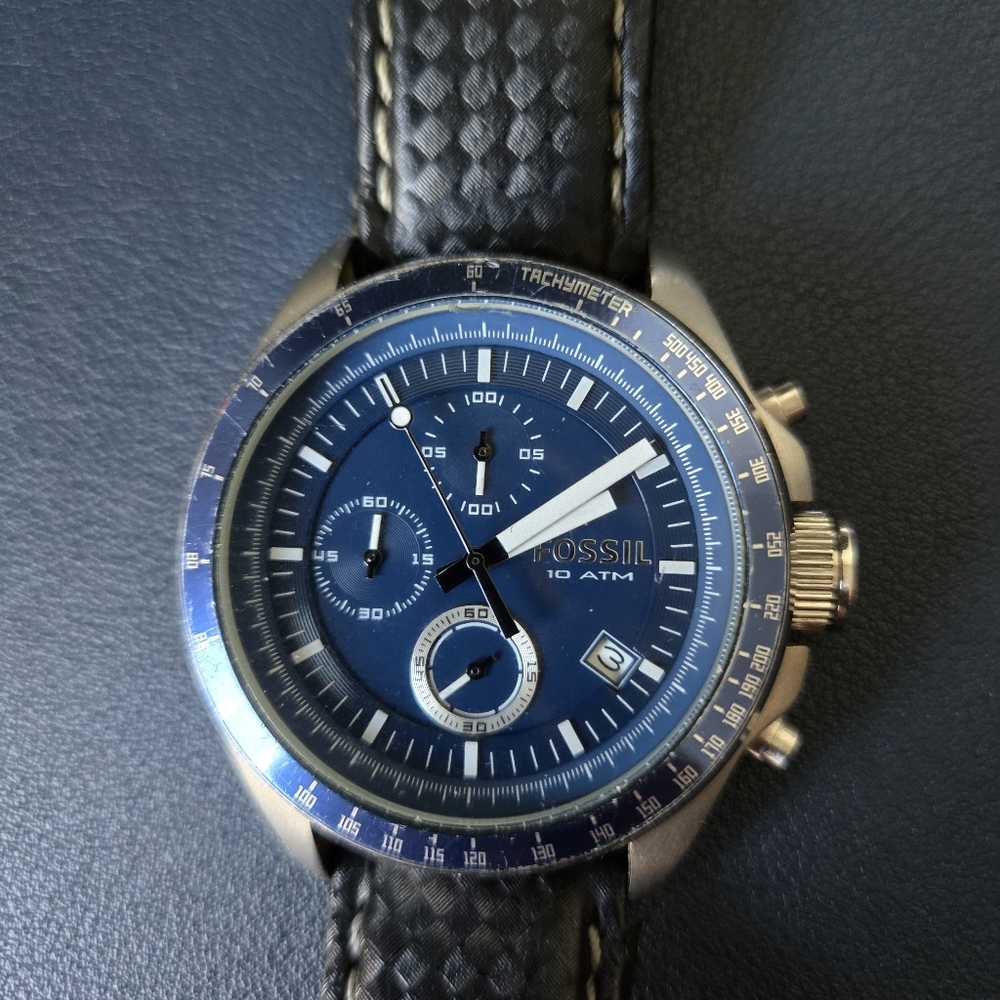 Fossil Men's Blue Chronograph Watch And Tommy Hilfigure
